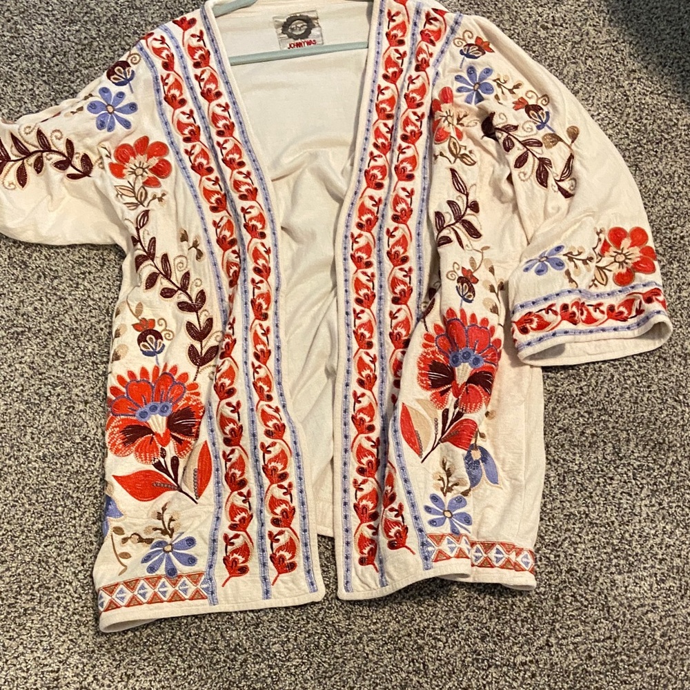 Johnny Was Multicolor Embroidered Open Kimono. Gorgeous